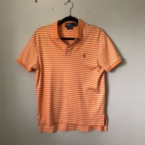 Orange and white men’s polo
